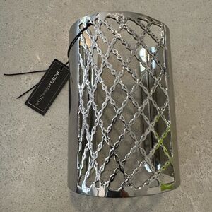 NWT BCBGMAXAZRIA branded silver-toned metal cylindrical bracelet cuff